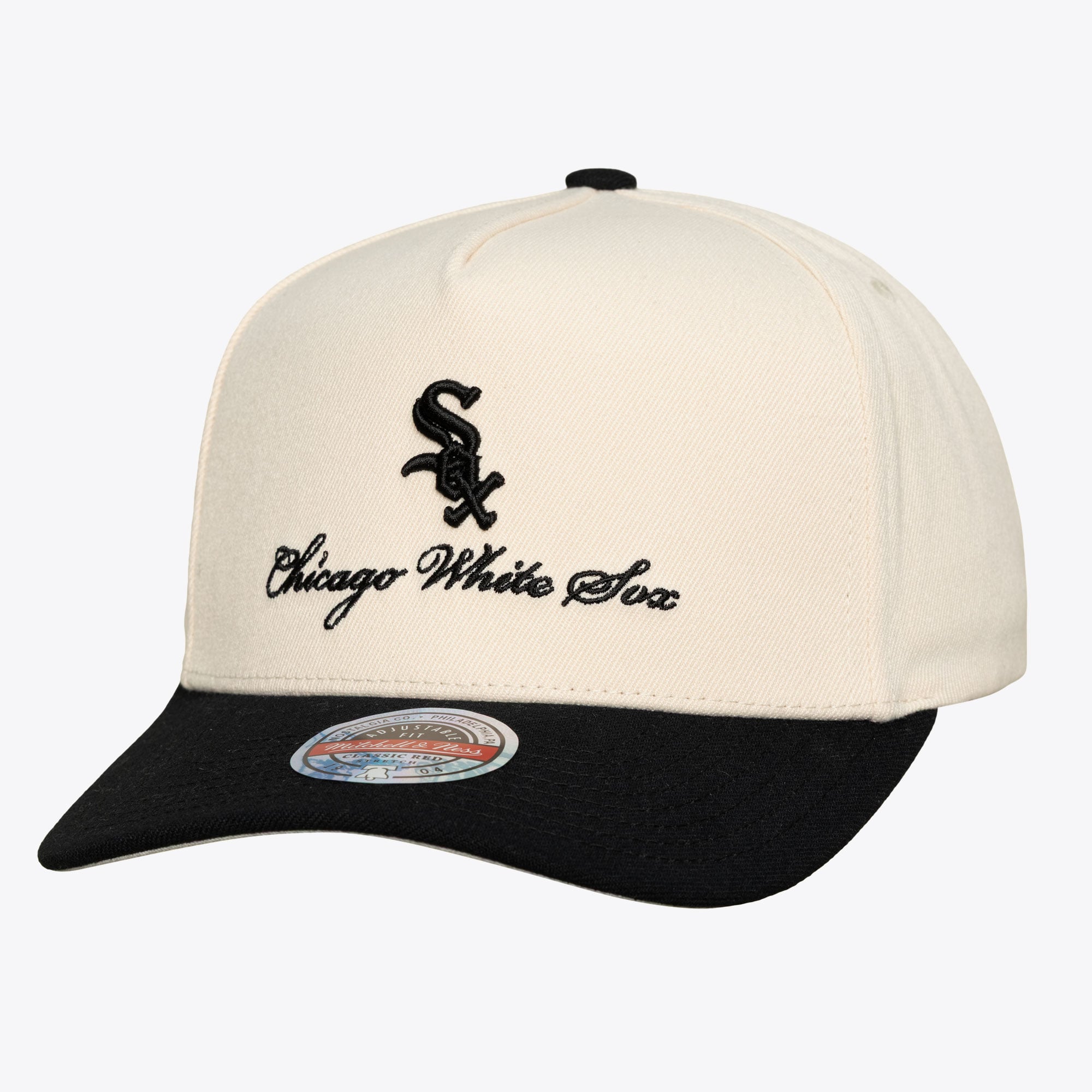 Men's Mitchell & Ness  Cream/Black Chicago White Sox Flawless Stretch Snapback Hat