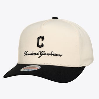 Men's Mitchell & Ness  Cream/Black Cleveland Guardians Flawless Stretch Snapback Hat