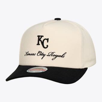 Men's Mitchell & Ness  Cream/Black Kansas City Royals Flawless Stretch-Snap Hat