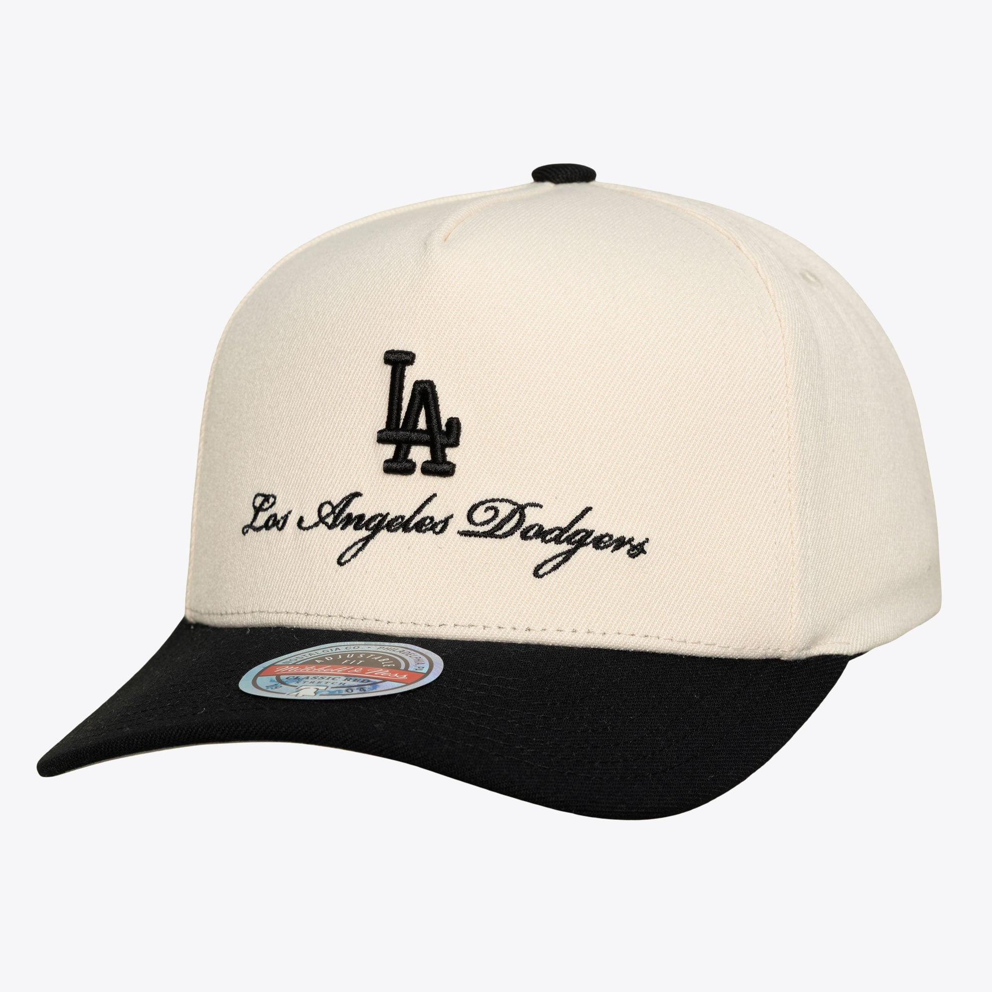 Men's Mitchell & Ness Cream/Black Los Angeles Dodgers Flawless Stretch Snapback Hat