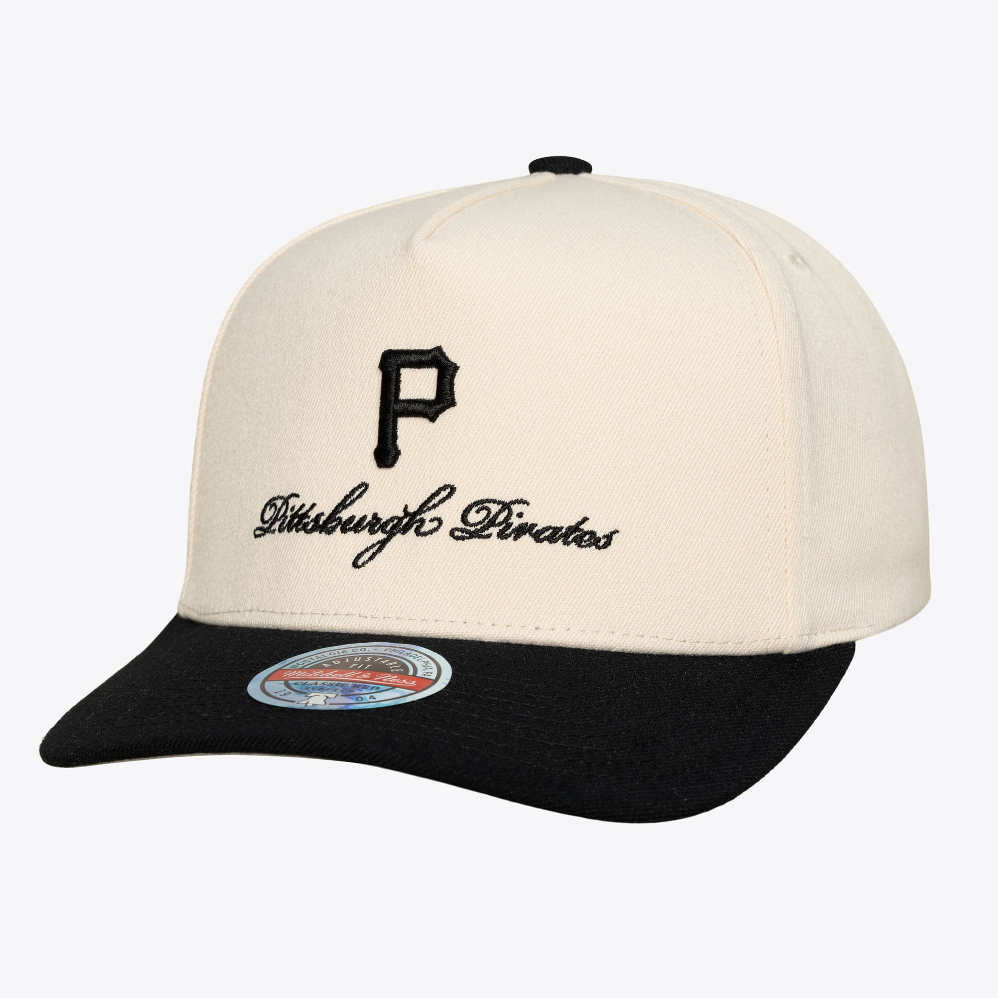 Men's Mitchell & Ness Cream/Black Pittsburgh Pirates Flawless Stretch Snapback Hat