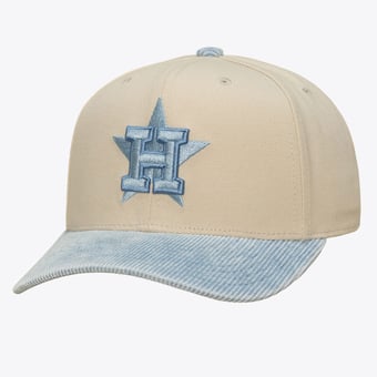 Men's Mitchell & Ness Cream/Light Blue Houston Astros Washed Corduroy Pro Crown Snapback Hat