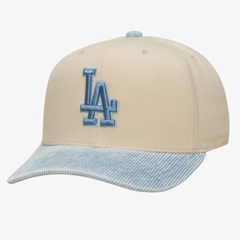 Men's Mitchell & Ness  Cream/Light Blue Los Angeles Dodgers Washed Corduroy Pro Crown Snapback Hat