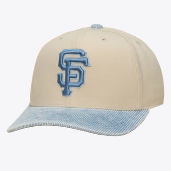 Men's Mitchell & Ness  Cream/Light Blue San Francisco Giants Washed Corduroy Pro Crown Snapback Hat