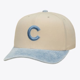 Men's Mitchell & Ness  Cream/Light Blue Chicago Cubs Washed Corduroy Pro Crown Snapback Hat