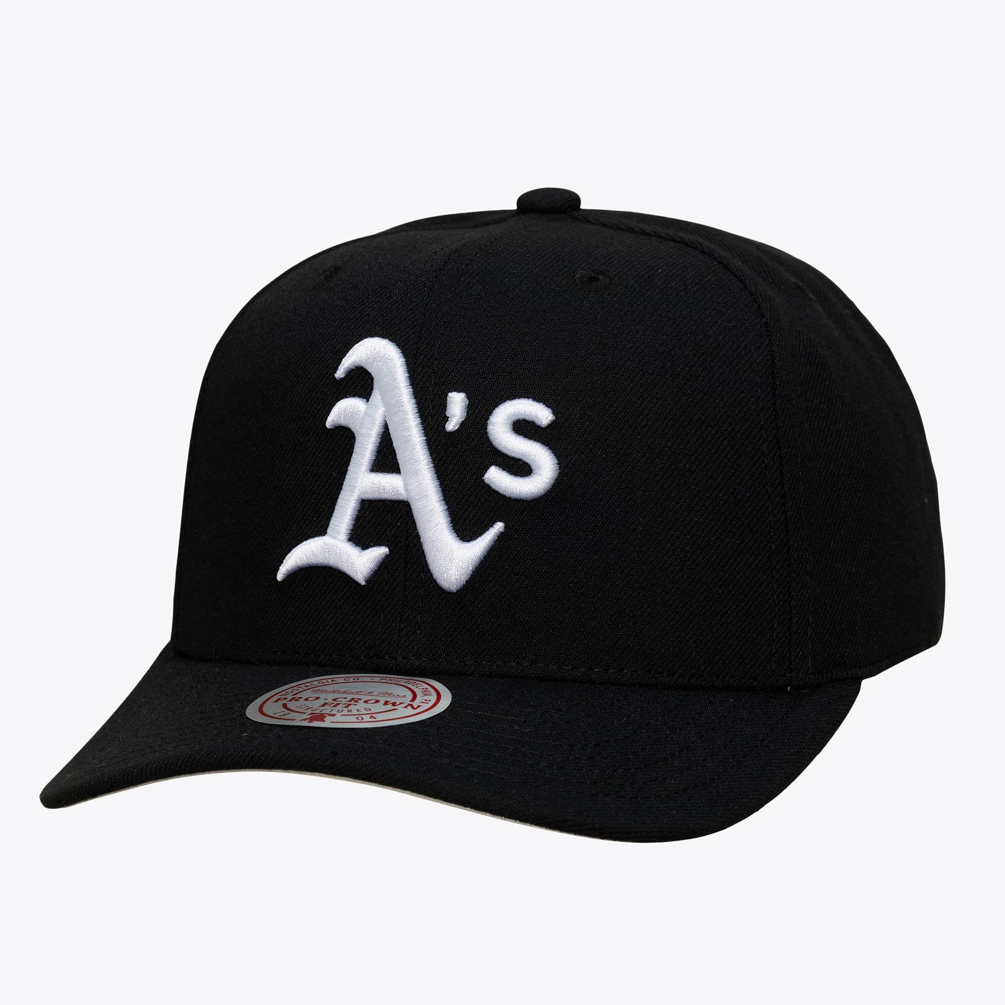 Men's Mitchell & Ness Black Athletics Black and White Pro Crown Snapback