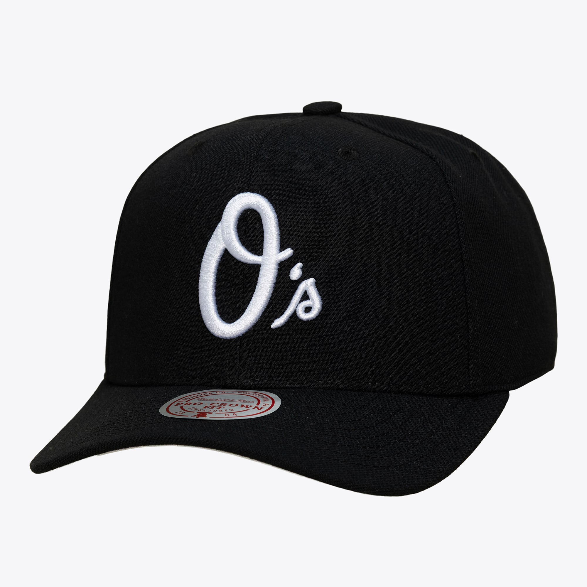 Men's Mitchell & Ness Black Baltimore Orioles Black and White Pro Crown Snapback
