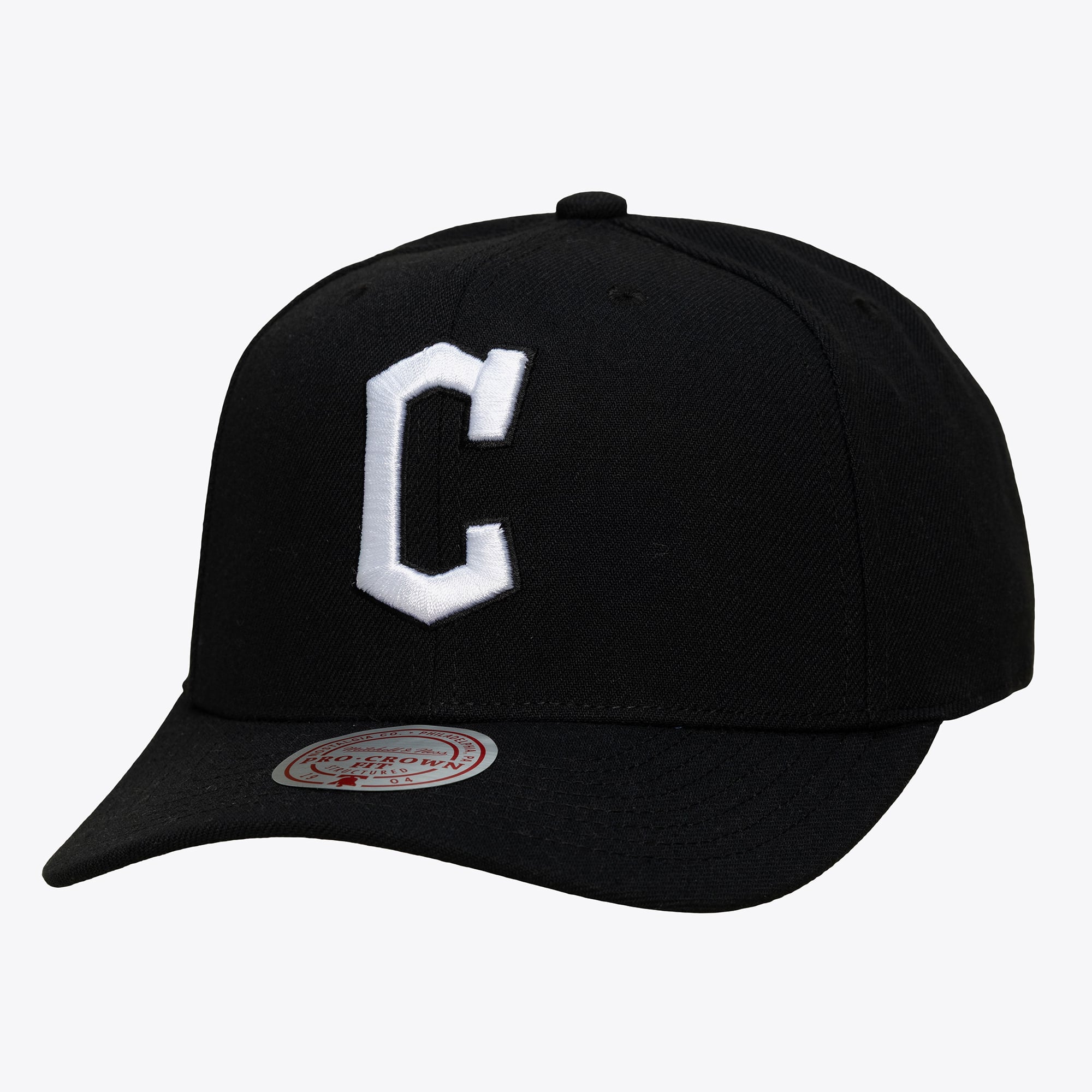 Men's Mitchell & Ness Black Cleveland Guardians Black and White Pro Crown Snapback
