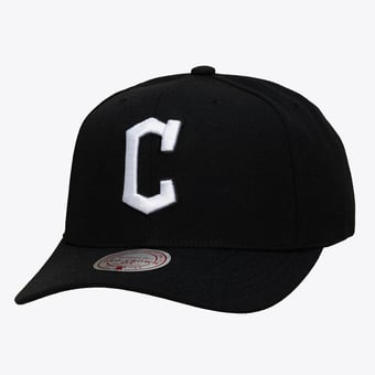 Men's Mitchell & Ness Black Cleveland Guardians Black and White Pro Crown Snapback