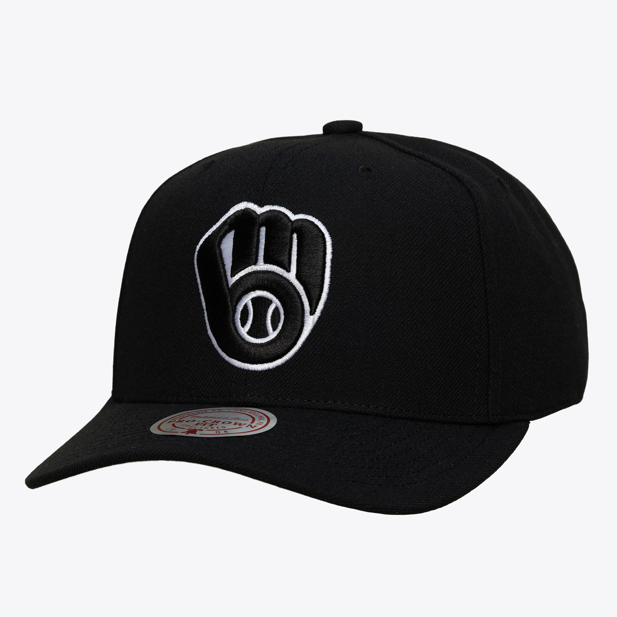 Men's Mitchell & Ness Black Milwaukee Brewers Pro Crown Snapback
