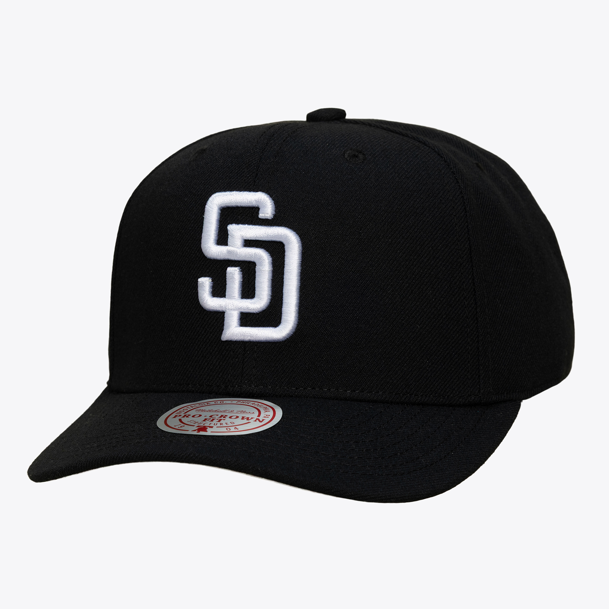 Men's Mitchell & Ness Black San Diego Padres Black and White Pro Crown Snapback