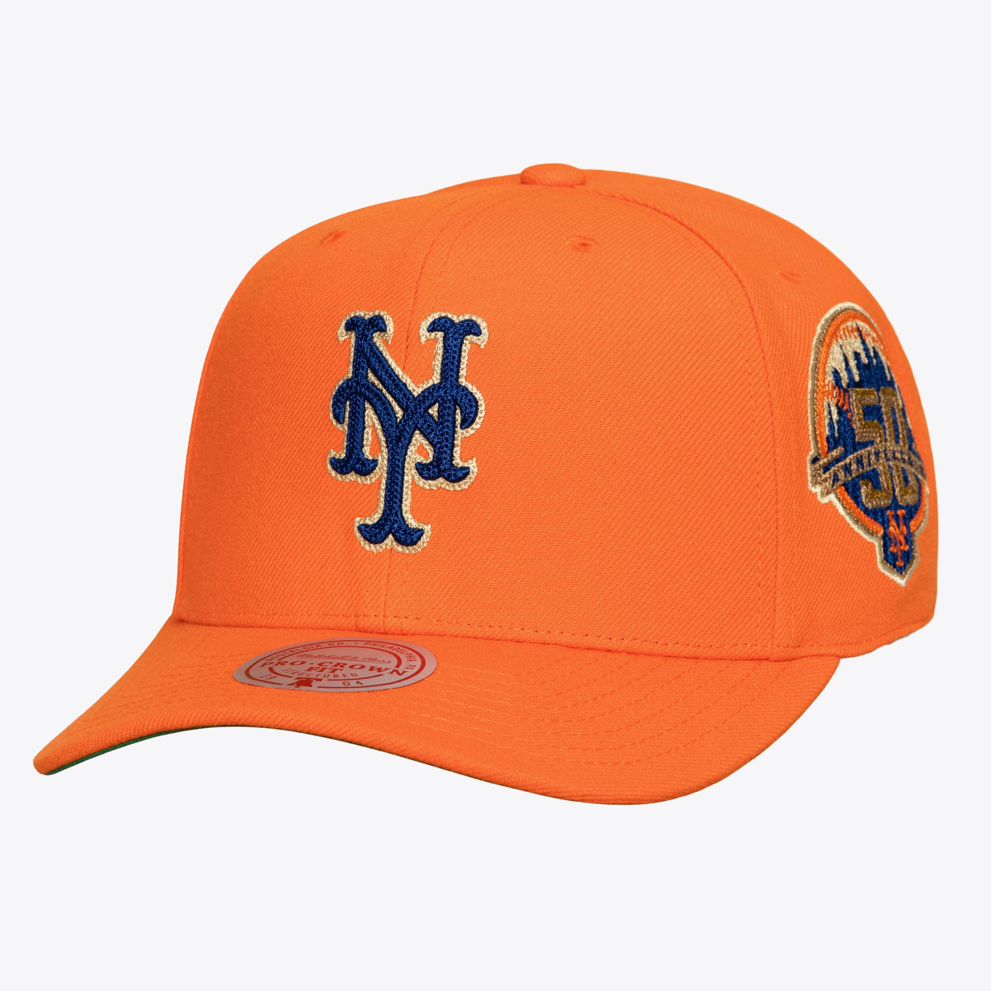 Men's Mitchell & Ness Orange New York Mets 50th Anniversary Patch Secondary Pro Snapback Hat