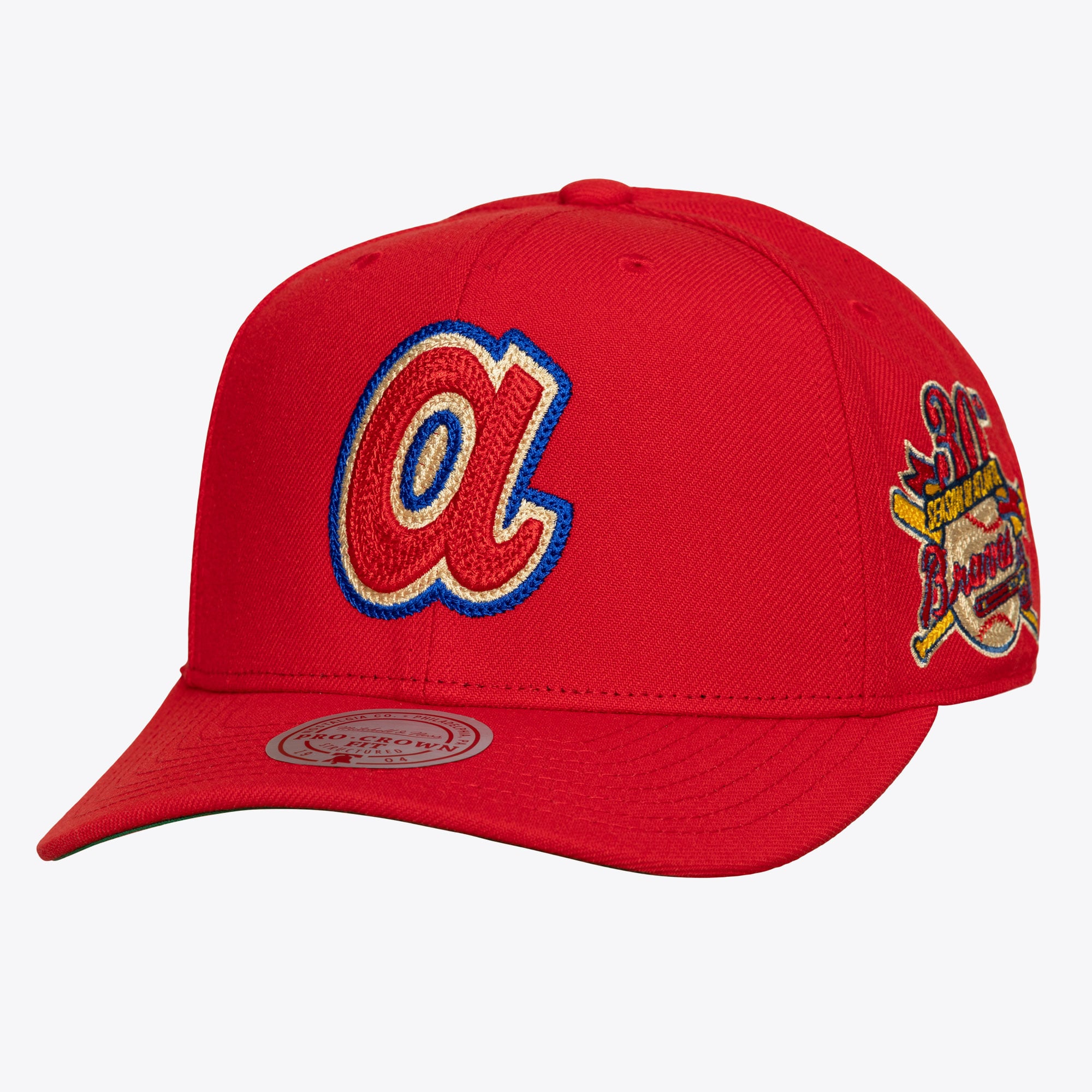 Men's Mitchell & Ness Red Atlanta Braves 30th Season Patch Secondary Pro Snapback Hat