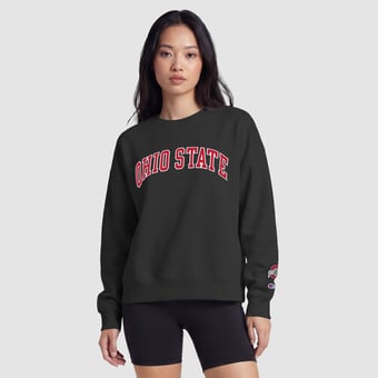 Women's Champion  Black Ohio State Buckeyes Fleece Crew Sweatshirt
