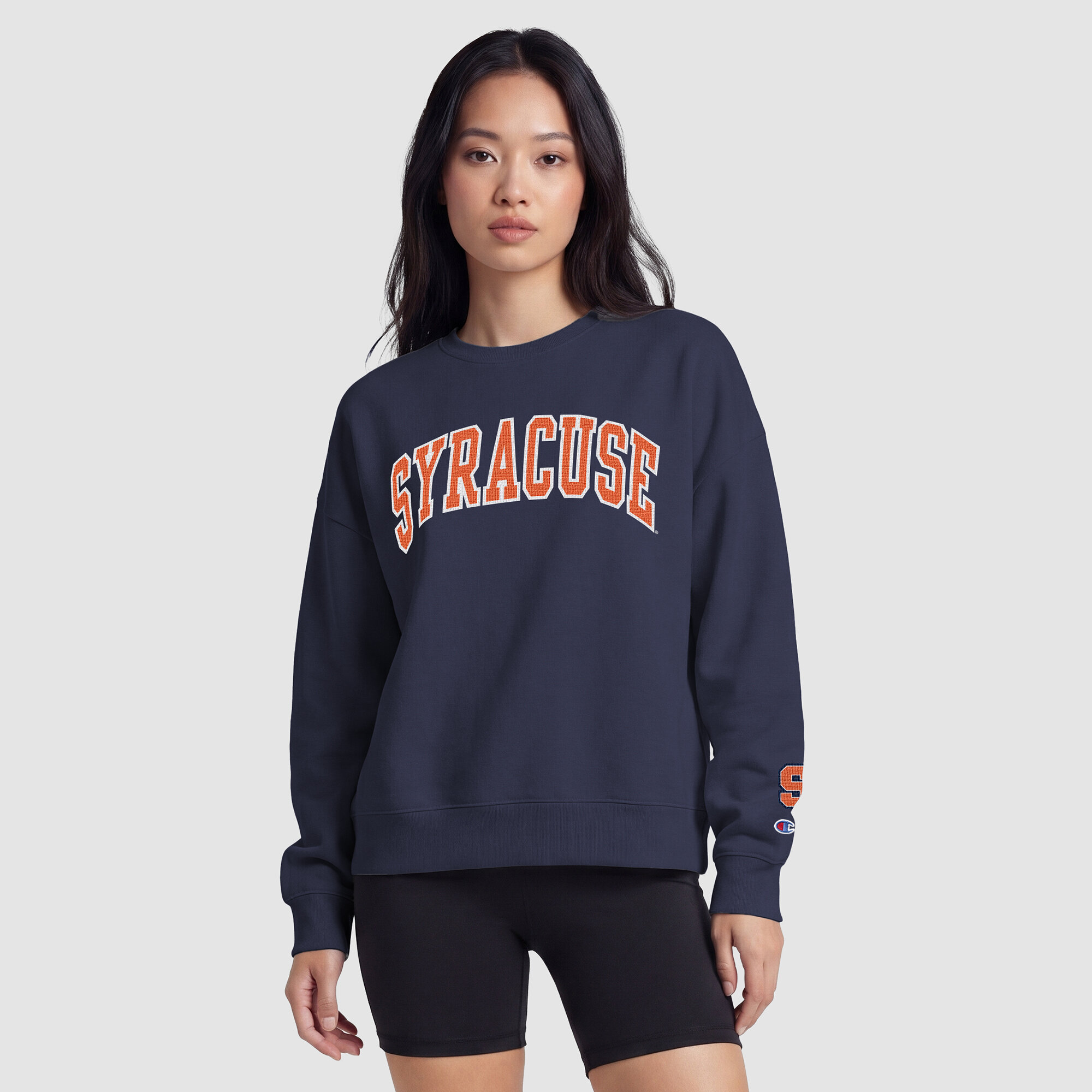 Women's Champion  Navy Syracuse Orange Fleece Crew Sweatshirt