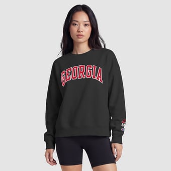Women's Champion  Black Georgia Bulldogs Fleece Crew Sweatshirt