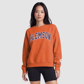 Women's Champion  Orange Clemson Tigers Fleece Crew Sweatshirt