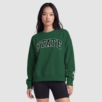Women's Champion  Green Michigan State Spartans Fleece Crew Sweatshirt