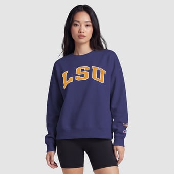 Women's Champion  Purple LSU Tigers Fleece Crew Sweatshirt
