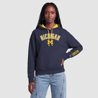 Women's Champion  Navy Michigan Wolverines Fleece Hoodie