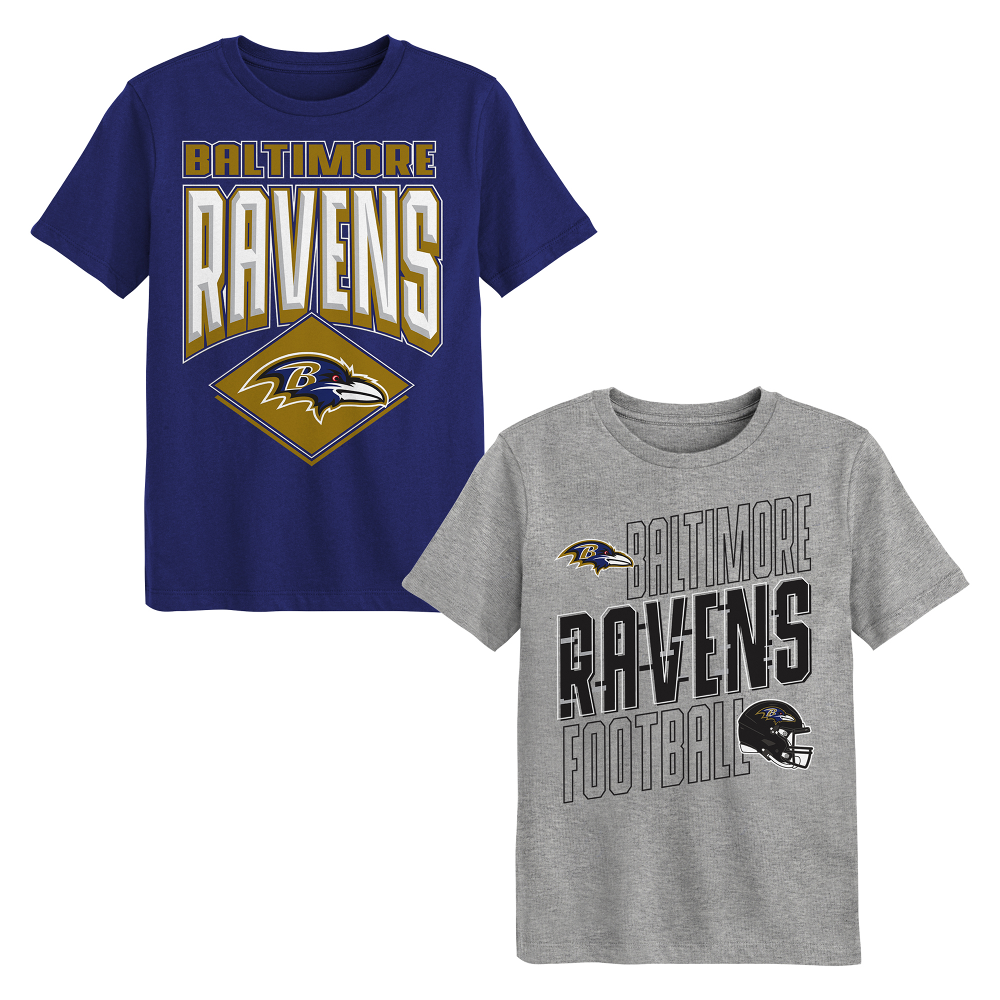 Preschool Outerstuff Purple/Gray Baltimore Ravens Trench Kings 2-Pack T-Shirt Set
