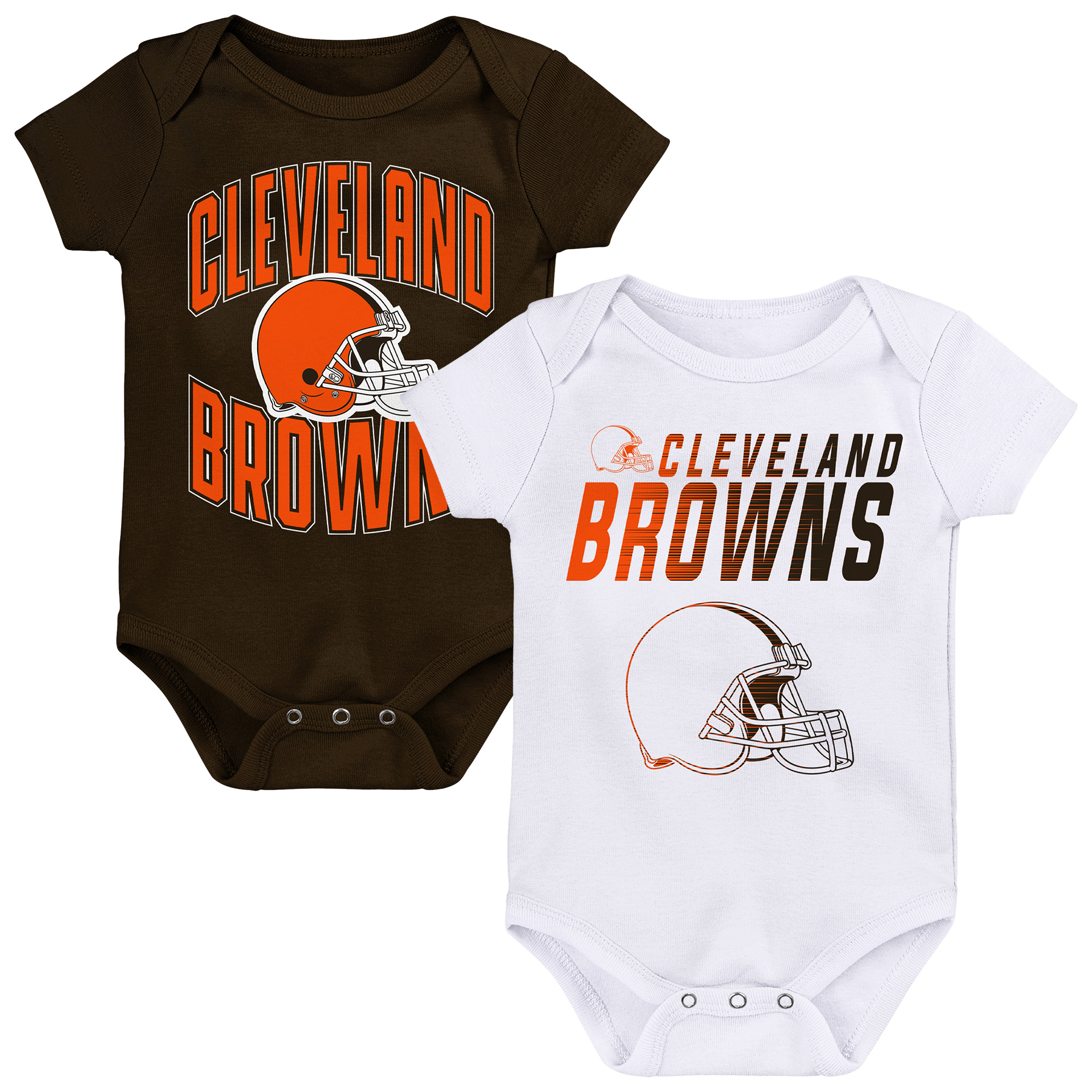 Newborn & Infant Outerstuff Brown/White Cleveland Browns Snuggle Blitz 2-Pack Bodysuit Set