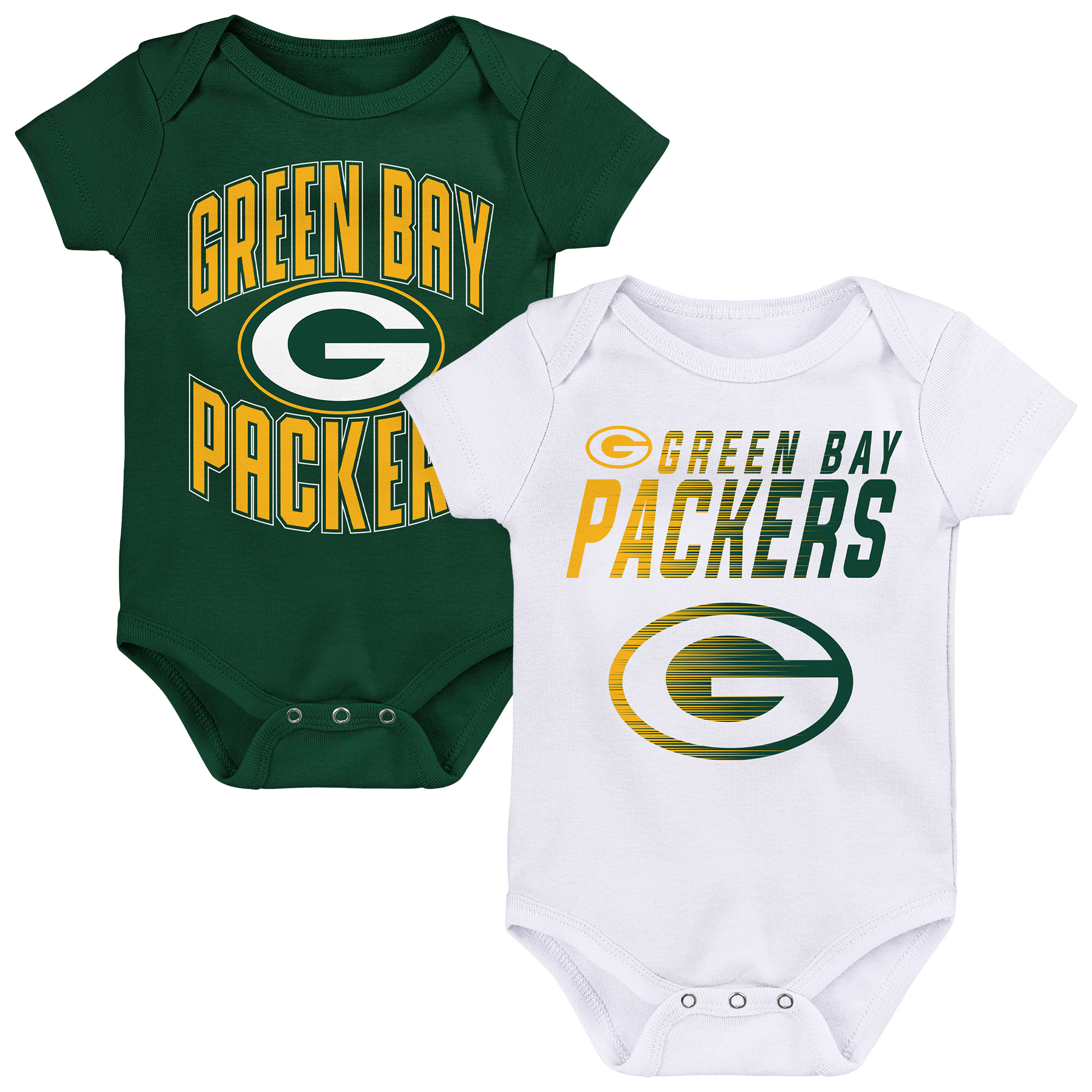 Newborn & Infant Outerstuff Green/White Green Bay Packers Snuggle Blitz 2-Pack Bodysuit Set