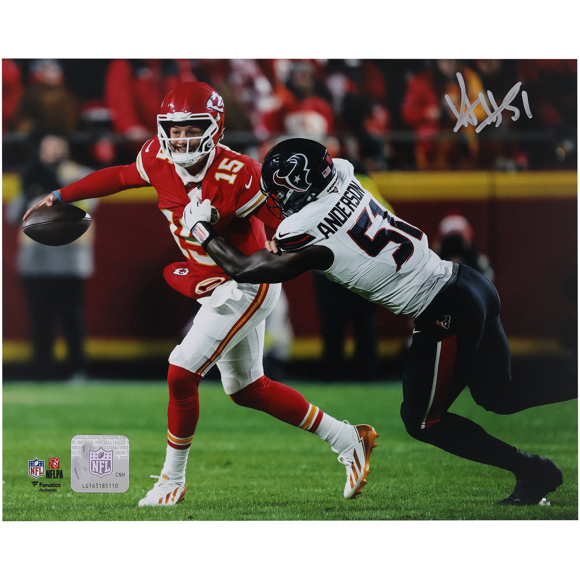 Will Anderson Jr. Houston Texans Autographed 8" x 10" Sacking Patrick Mahomes Photograph