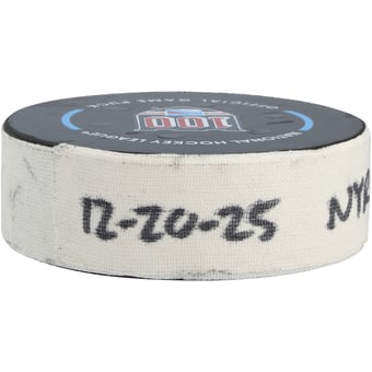 Artemi Panarin New York Rangers Game-Used Goal Puck vs. Philadelphia Flyers on December 20, 2025 - Second of Two Goals Scored