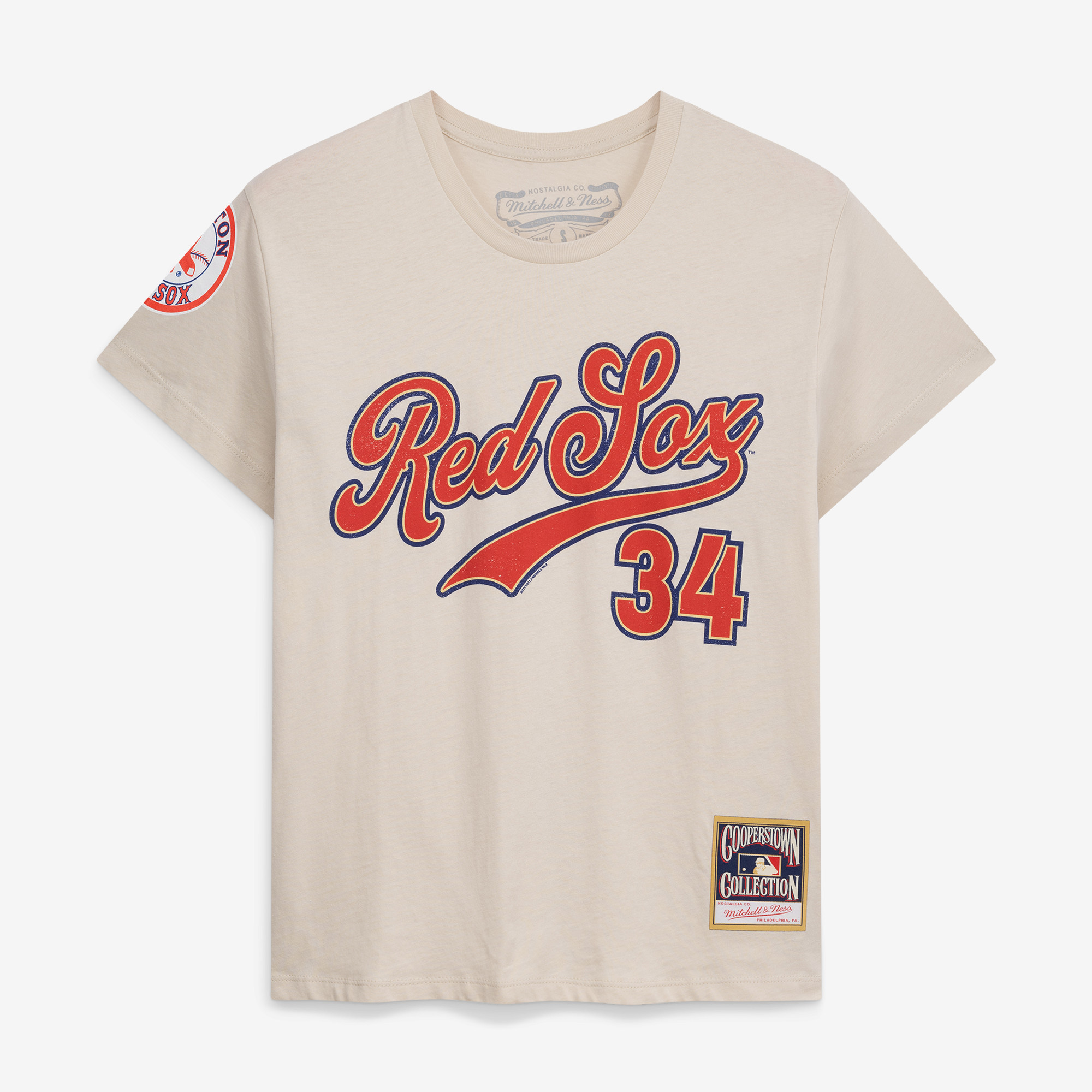 Women’s Mitchell & Ness David Ortiz Cream Boston Red Sox Cooperstown Name & Number Throwback T-Shirt