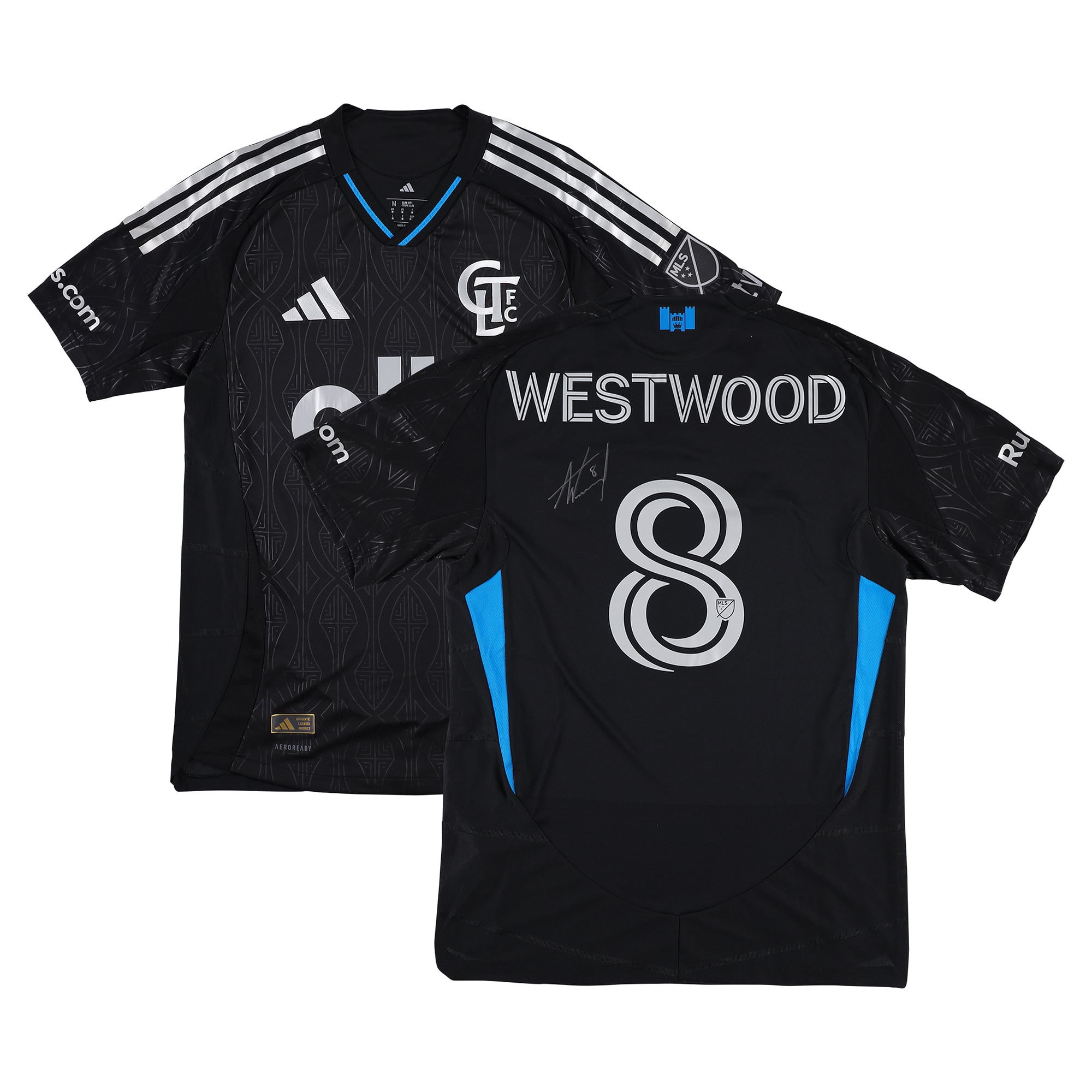 Ashley Westwood Charlotte FC Autographed Match-Used #8 Black Jersey from the 2025 MLS Season - Size M