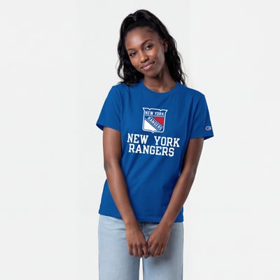 Women's Champion  Blue New York Rangers Wordmark Lockup T-Shirt