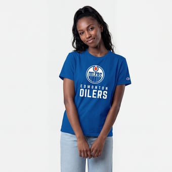 Women's Champion  Royal Edmonton Oilers Wordmark Lockup T-Shirt