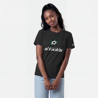 Women's Champion  Black Dallas Stars Wordmark Lockup T-Shirt