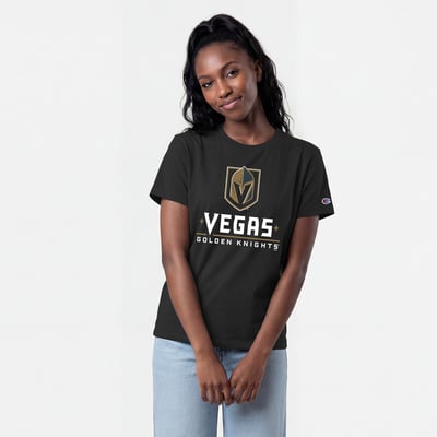 Women's Champion  Black Vegas Golden Knights Wordmark Lockup T-Shirt