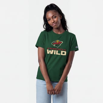 Women's Champion  Green Minnesota Wild Wordmark Lockup T-Shirt