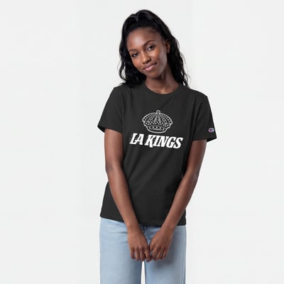 Women's Champion  Black Los Angeles Kings Wordmark Lockup T-Shirt