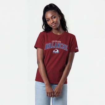 Women's Champion  Burgundy Colorado Avalanche Arch Mascot Logo T-Shirt