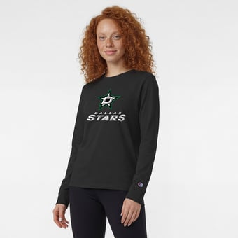 Women's Champion  Black Dallas Stars Wordmark Lockup Long Sleeve T-Shirt