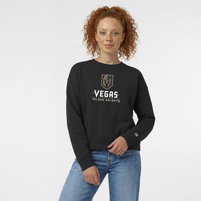 Women's Champion  Black Vegas Golden Knights Wordmark Lockup Powerblend Sweatshirt