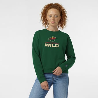 Women's Champion  Green Minnesota Wild Wordmark Lockup Powerblend Sweatshirt