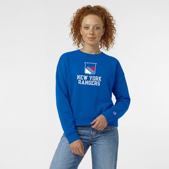 Women's Champion  Royal New York Rangers Wordmark Lockup Powerblend Sweatshirt