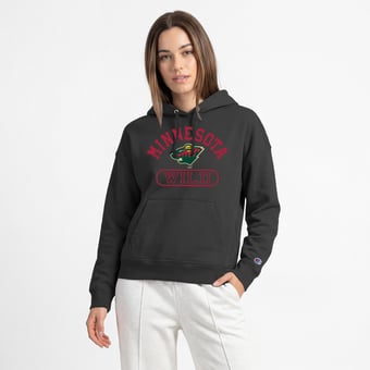 Women's Champion  Black Minnesota Wild Arched Pill Box Hoodie