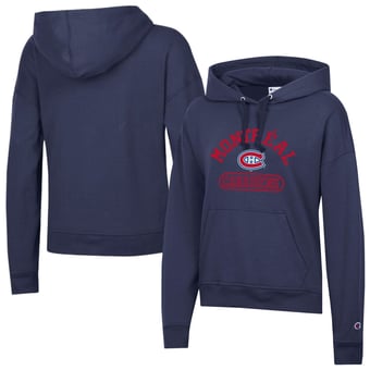Women's Champion  Navy Montreal Canadiens Arched Pill Box Hoodie