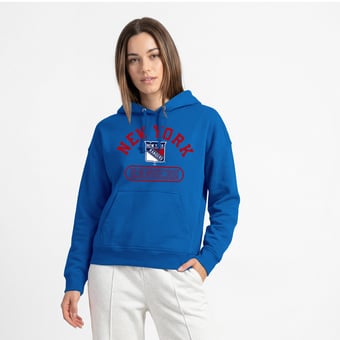 Women's Champion  Royal New York Rangers Arched Pill Box Hoodie