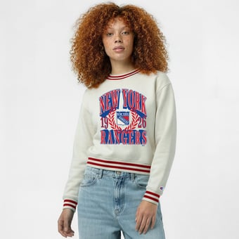 Women's Champion  Cream New York Rangers Bold Laurels Reverse Weave Yarn Sweatshirt