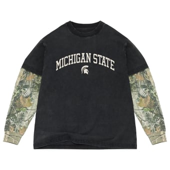 Men's Uscape Apparel  Black/Camo Michigan State Spartans Back Bay Twofer Heavyweight Long Sleeve T-Shirt