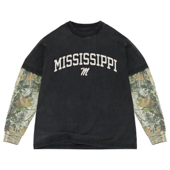 Men's Uscape Apparel  Black/Camo Ole Miss Rebels Back Bay Twofer Heavyweight Long Sleeve T-Shirt
