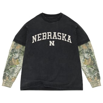 Men's Uscape Apparel  Black/Camo Nebraska Huskers Back Bay Twofer Heavyweight Long Sleeve T-Shirt