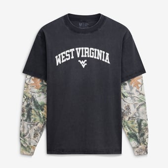 Men's Uscape Apparel  Black/Camo West Virginia Mountaineers Back Bay Twofer Heavyweight Long Sleeve T-Shirt